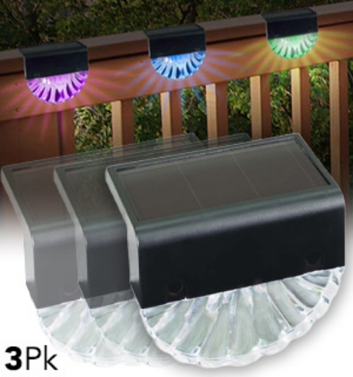 Picture 1 of Solar Color-Changing Deck Lights - Set of 3
