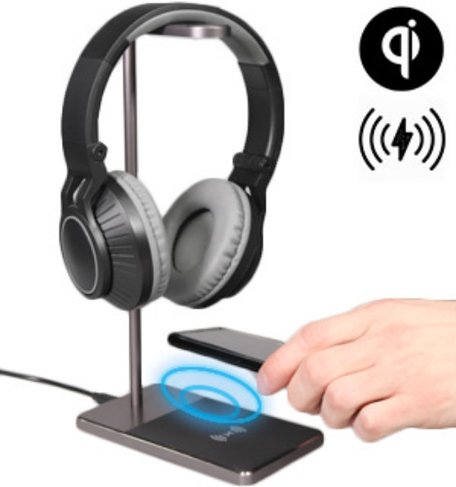 Picture 1 of Headphones Stand with Wireless Charging Base