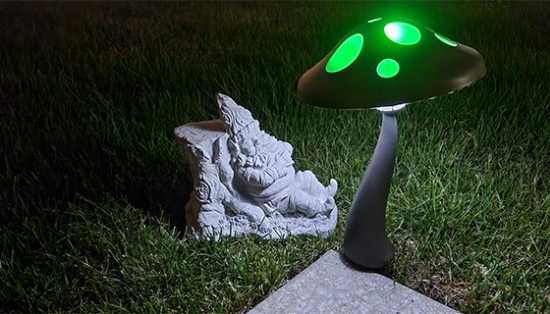 Picture 2 of Solar Powered Mushroom Landscape Light w/ Color Changing Lights