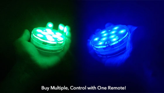 Picture 3 of 4-Pack Waterproof Color-Changing LED Lights with Remote Control