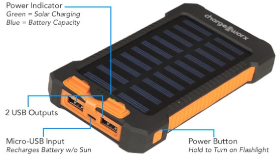 Picture 9 of 10,000mAh Solar-Powered Charge Bank with LED Flashlight