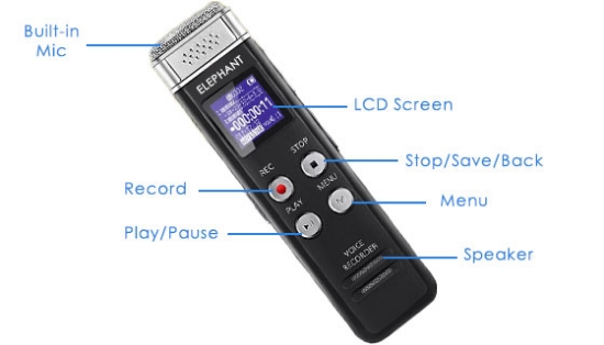 Picture 2 of 4GB Elephant Digital Sound Recorder
