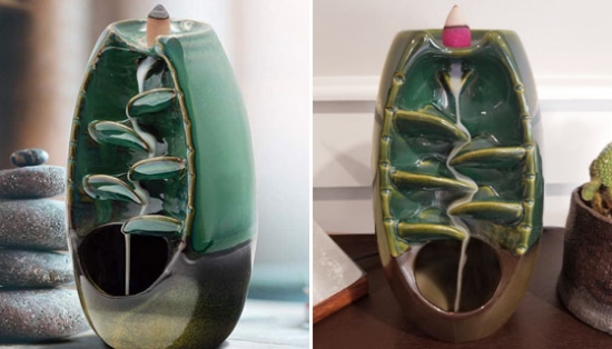 Picture 3 of Ceramic Waterfall Cascading Incense Fountain Set