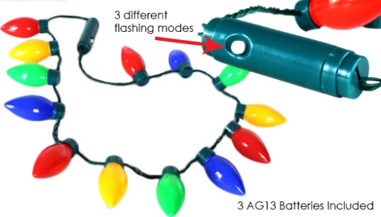 Picture 2 of Flashing Christmas Light Bulb Necklace