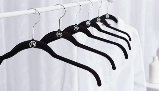Picture 3 of Joy 40-Pack of Velvet Space-Saving, Non-Slip Black Hangers