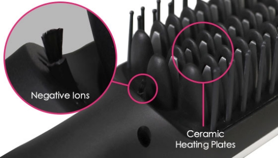 Picture 3 of 2-in-1 Ionic Hair Brush and Straightener with LCD Digital Temperature Display