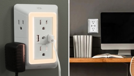 Picture 6 of Multiport 6 Outlet and 2 USB Charging Station Night Light