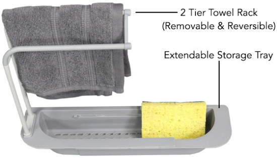 Picture 4 of Sliding Sink Organizer with Towel Hanger