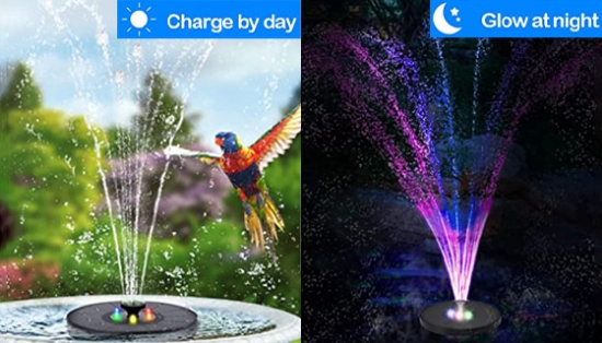 Picture 3 of Deluxe Solar-Powered Water Fountain with Color Changing LEDs