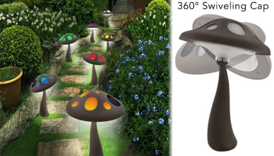 Picture 4 of Solar Powered Mushroom Landscape Light w/ Color Changing Lights