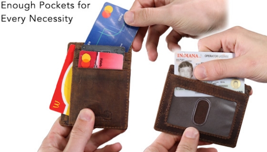 Picture 2 of Vintage Slim Credit Card Wallet with Built-In RFID Protection