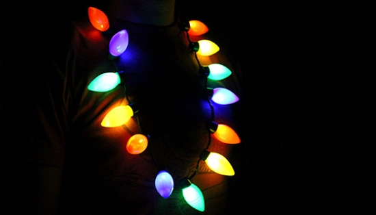 Picture 3 of Flashing Christmas Light Bulb Necklace