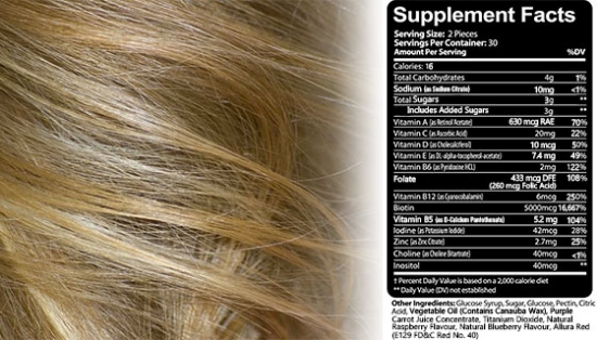 Picture 3 of Hair, Skin & Nail Gummies Supplement, Stronger-Faster Growth