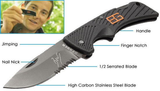 Picture 4 of Bear Grylls Compact Scout Folding Survival Knife with Pocket Guide