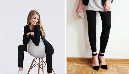 Picture 3 of Black Fleece-lined Leggings for a Warm Cozy Slimming Fit