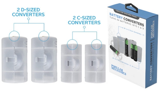 Picture 3 of Popular Mechanics Set of 4 Battery Converters: Turns AA into C and D