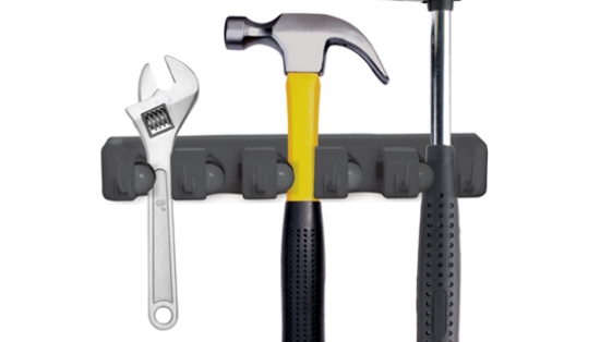 Picture 4 of 5 Slot Wall Mounted Organizer for Brooms, Tools, and More