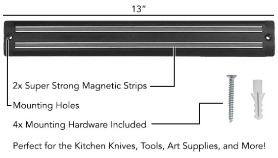 Picture 4 of 2pc Magnetic Knife and Tool Storage Strip