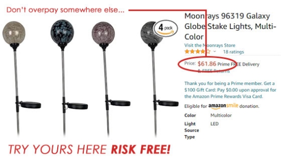 Picture 5 of 4-Pack of Solar-Powered Moonrays Globe Stake Lights
