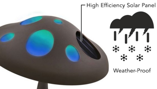 Picture 6 of Solar Powered Mushroom Landscape Light w/ Color Changing Lights