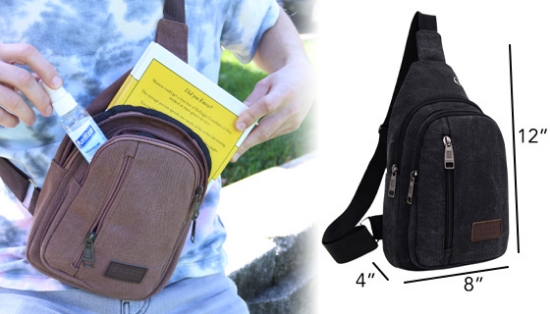 Picture 6 of Unisex Canvas Crossbody Sling Bag for Travel, Day Trips, and Commuting