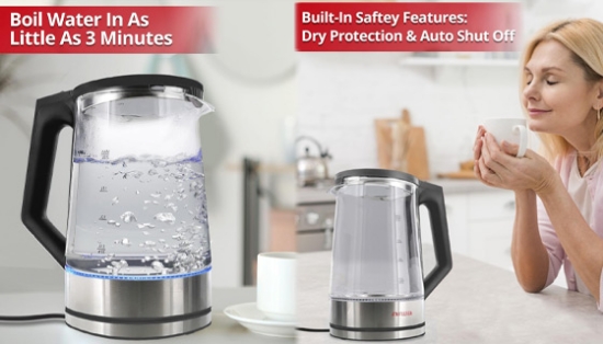 Picture 2 of Aiwa Electric Tea Kettle 8.4 Cups with Blue Indicator Lights