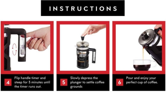 Picture 6 of French Coffee Press with Built in Hourglass Timer