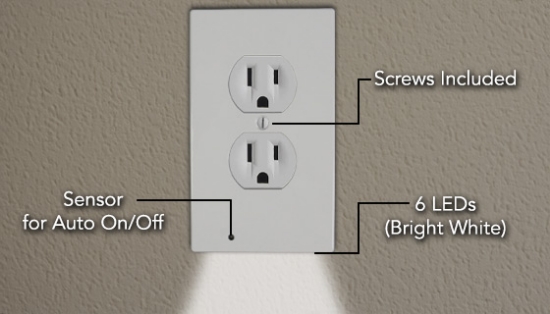 Picture 3 of Automatic Wall Outlet Cover Night Lights - 4 Pack