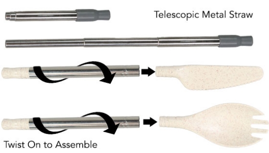 Picture 3 of Portable and Reusable Utensil Set With Clip-On Carrying Case