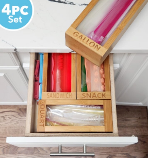 Picture 1 of Bamboo Kitchen Bag Organizer