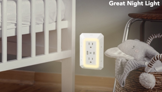 Picture 4 of Modern Multiport Surge Outlet and USB Charging Station Night Light
