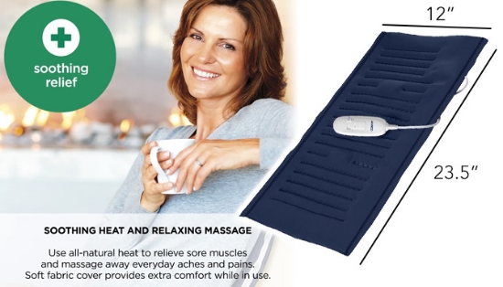 Picture 5 of XLG ConairComfort 11.5" x 24" Massaging Heating Pad, Soothing Heat and Massage