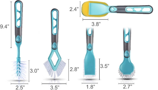 Picture 5 of 5-in-1 Dish Brush Set With Interchangeable Scrubbing Heads