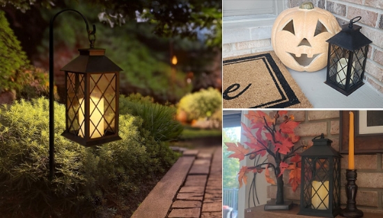 Picture 5 of Black Indoor and Outdoor Modern LED Lantern with Flickering Candle