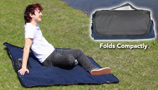 Picture 2 of Travel Friendly 4-in-1 Picnic Blanket, Raincoat, Cushion, and Poncho