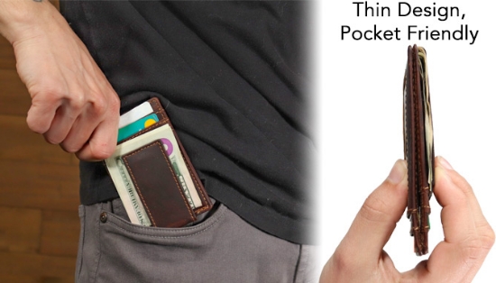 Picture 3 of RFID Blocking Money Clip Front Pocket: Vintage Leather