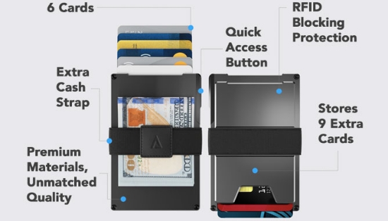 Picture 2 of Statik Aluminum RFID Blocking Credit Card Wallet and Money C