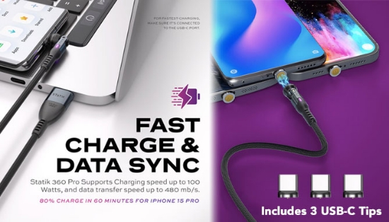 Picture 4 of STATIK 360 Fast-Charging Magnetic Pro Cable: 6.6ft USB-C Edition